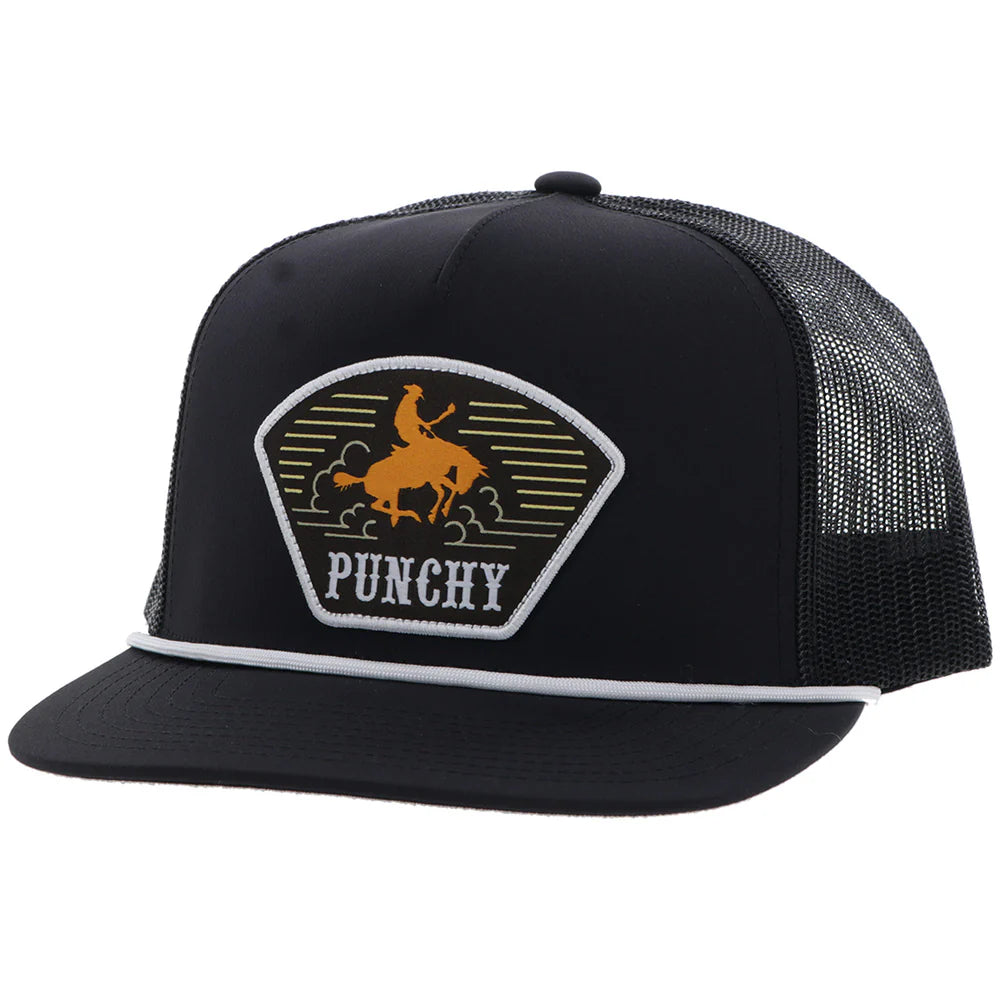 HOOEY "PUNCHY" HAT BLACK W/BLACK/WHITE/ORANGE PATCH