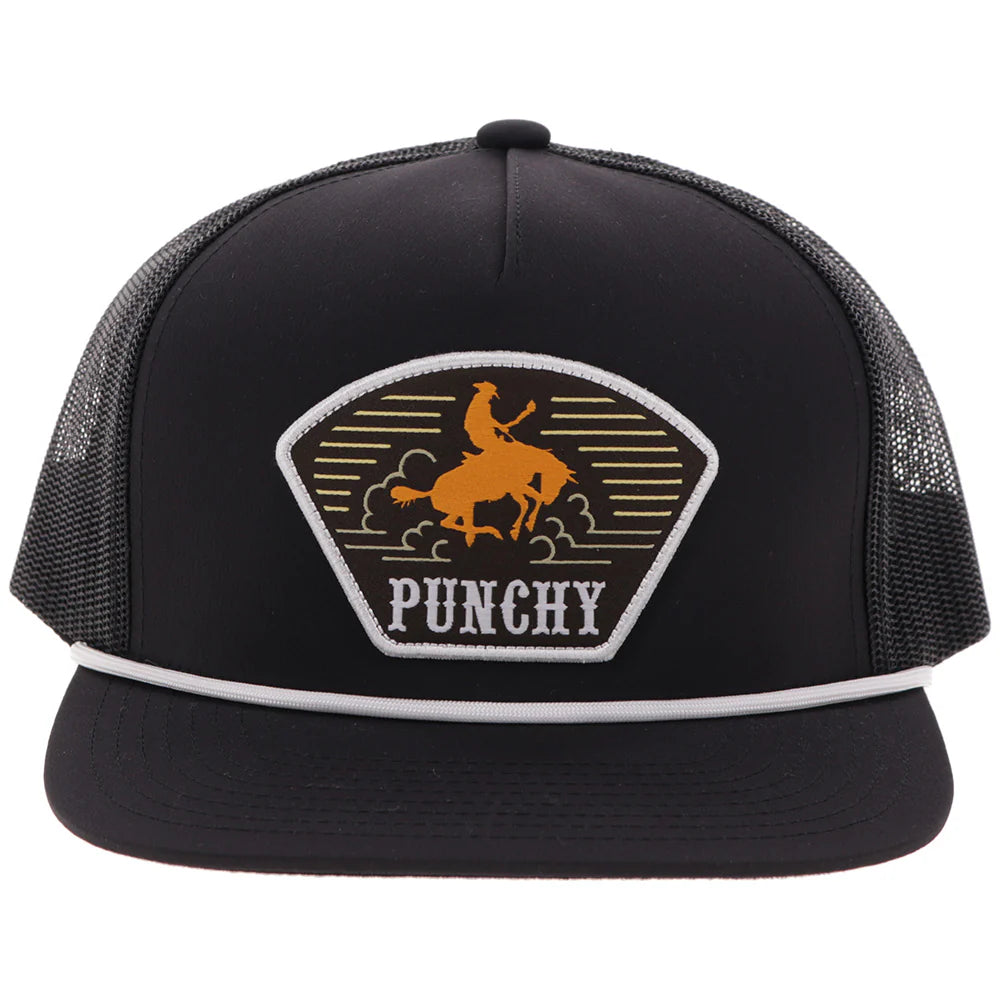 HOOEY "PUNCHY" HAT BLACK W/BLACK/WHITE/ORANGE PATCH