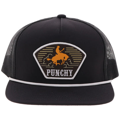 HOOEY "PUNCHY" HAT BLACK W/BLACK/WHITE/ORANGE PATCH