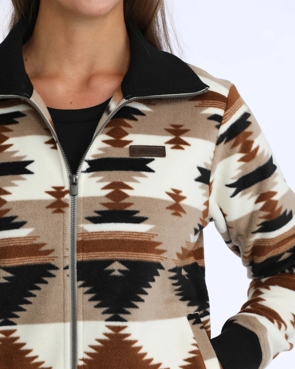 Cinch Women’s Khaki Full Zip Aztec Print Jacket MAJ9919003
