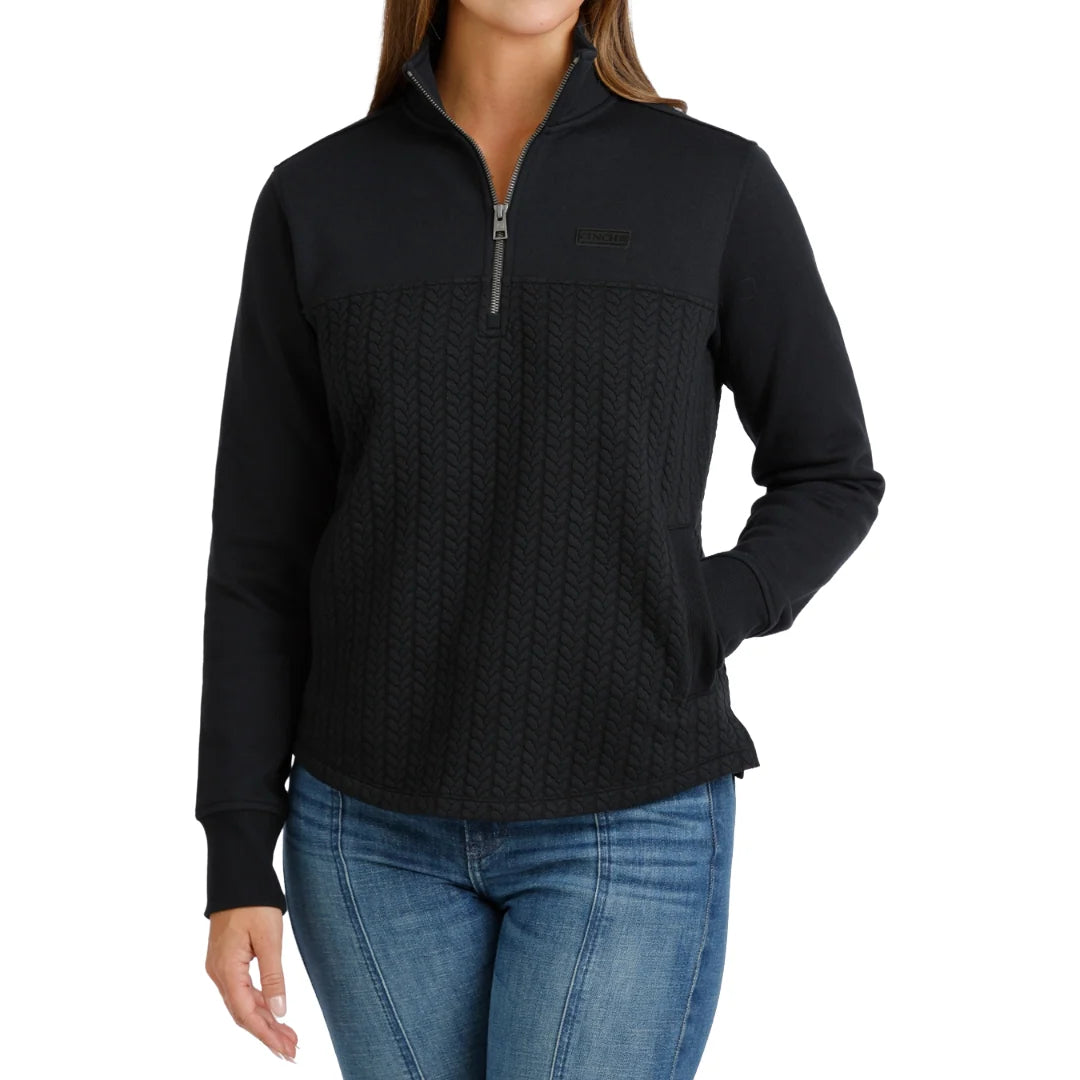 Cinch Ladies Black Cable Knit 1/4 Zip Pullover MAK9936002
