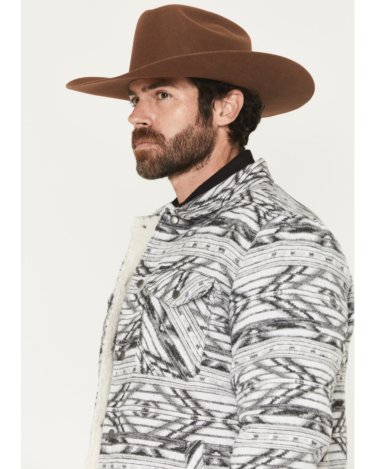 Rock & Roll Denim Men’s Print Berber Lined Shirt Jacket BM92C06719