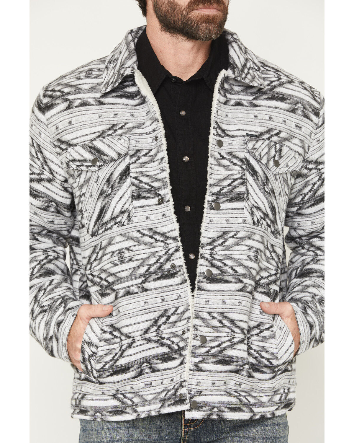 Rock & Roll Denim Men’s Print Berber Lined Shirt Jacket BM92C06719
