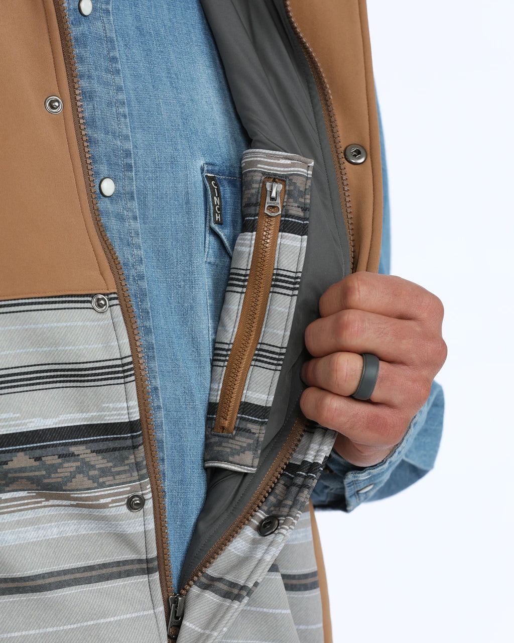 Cinch Mens Brown Southwest Bonded Lined Vest MWV1950001