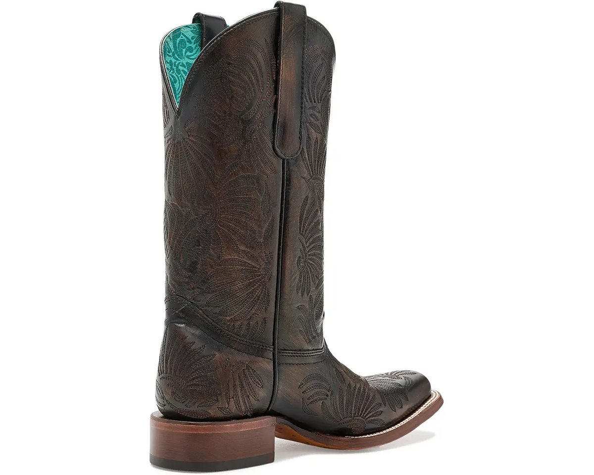 Corral Women’s Black Honey Floral Petal Embroidery Sq Toe Cowboy Boots A4848