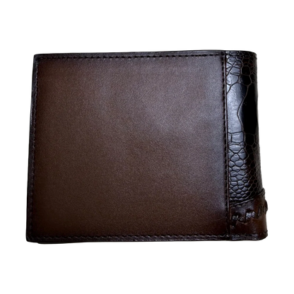 Cuadra Men's Ostrich Leg Studs & Woven Chocolate Brown Wallet DU719