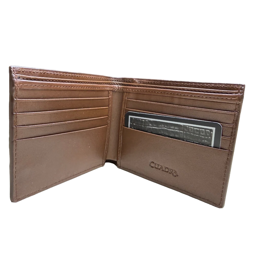 Cuadra Men's Ostrich Leg Studs & Woven Chocolate Brown Wallet DU719