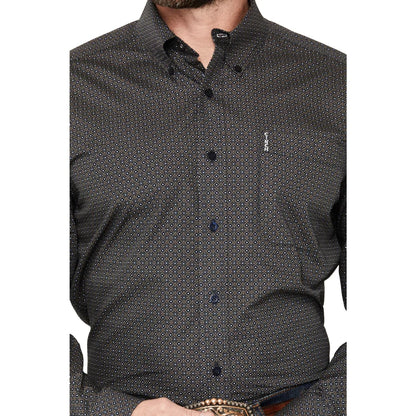 Cinch Mens Modern Print Navy Button Down Shirt MTW1347167