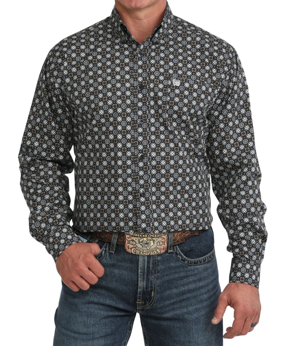 Cinch Men's Navy Geometric Classic Button Down Shirt MTW1106149