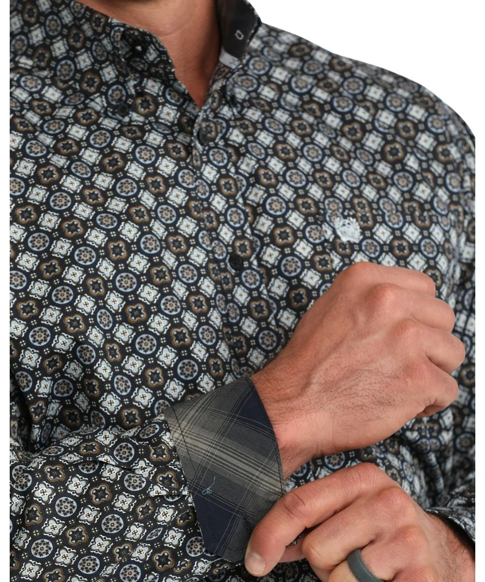Cinch Men's Navy Geometric Classic Button Down Shirt MTW1106149
