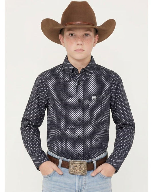 Cinch Boys Geo Print Long Sleeve Button-Down Western Shirt MTW7060429