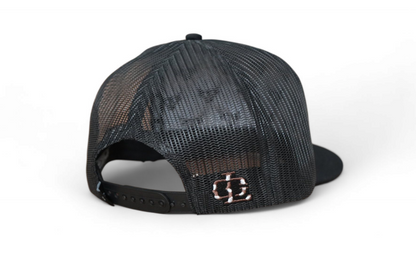 Lost Calf Men’s cowhide Black Brown Cow Print Flat Bill Trucker Cap