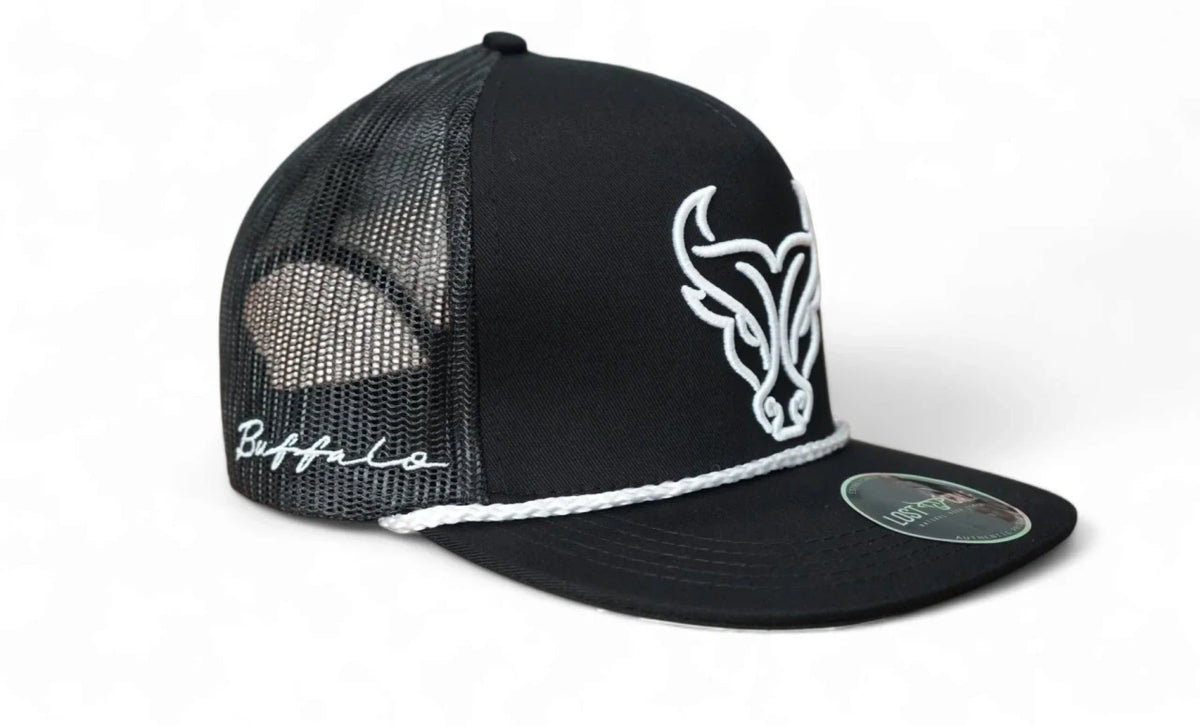 Lost Calf Men’s  Buffalo Flat Black Mesh Back Snapback Cap