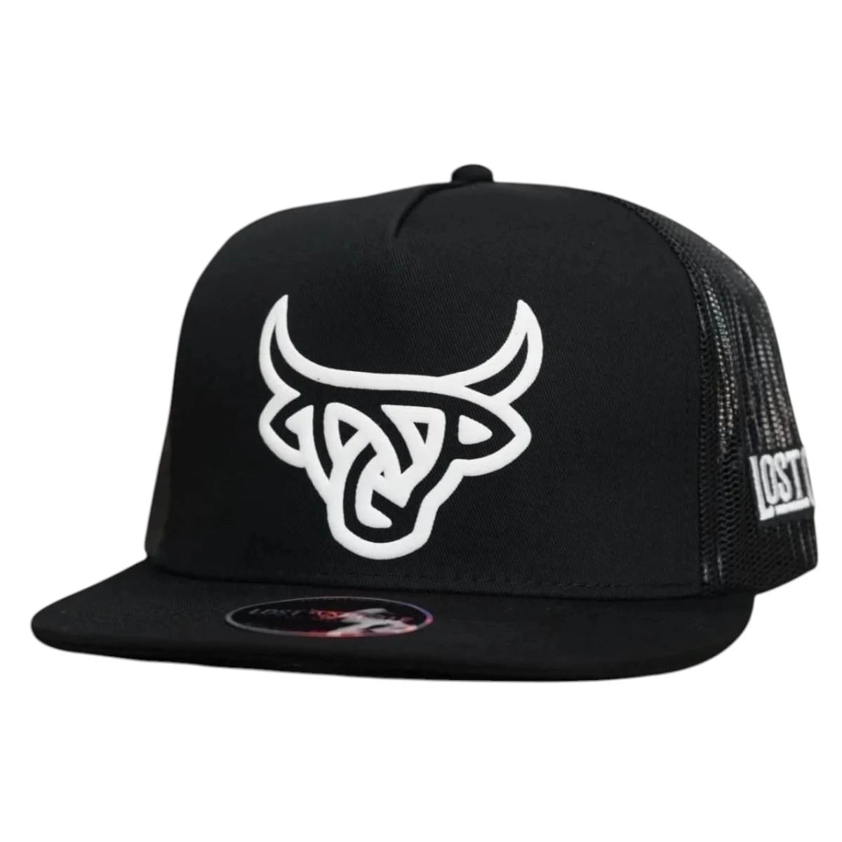 Lost Calf Unisex Eclipse Flat Bill Black Mesh Back Snapback Patch Cap