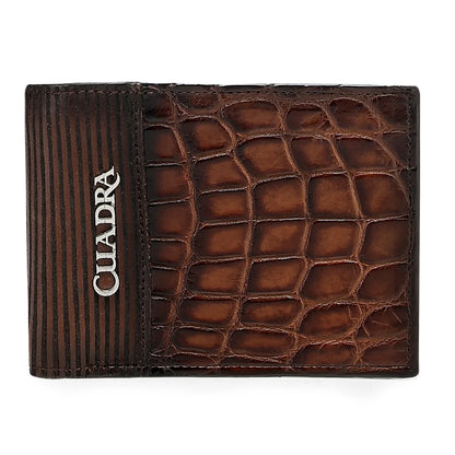Cuadra Honey Alligator Stitching Wallet DU774