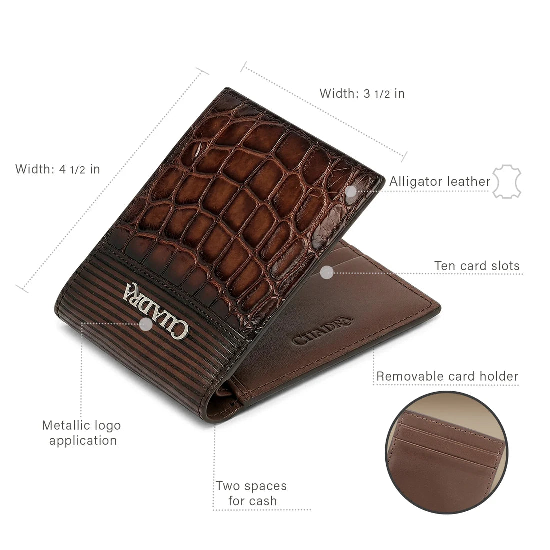 Cuadra Honey Alligator Stitching Wallet DU774