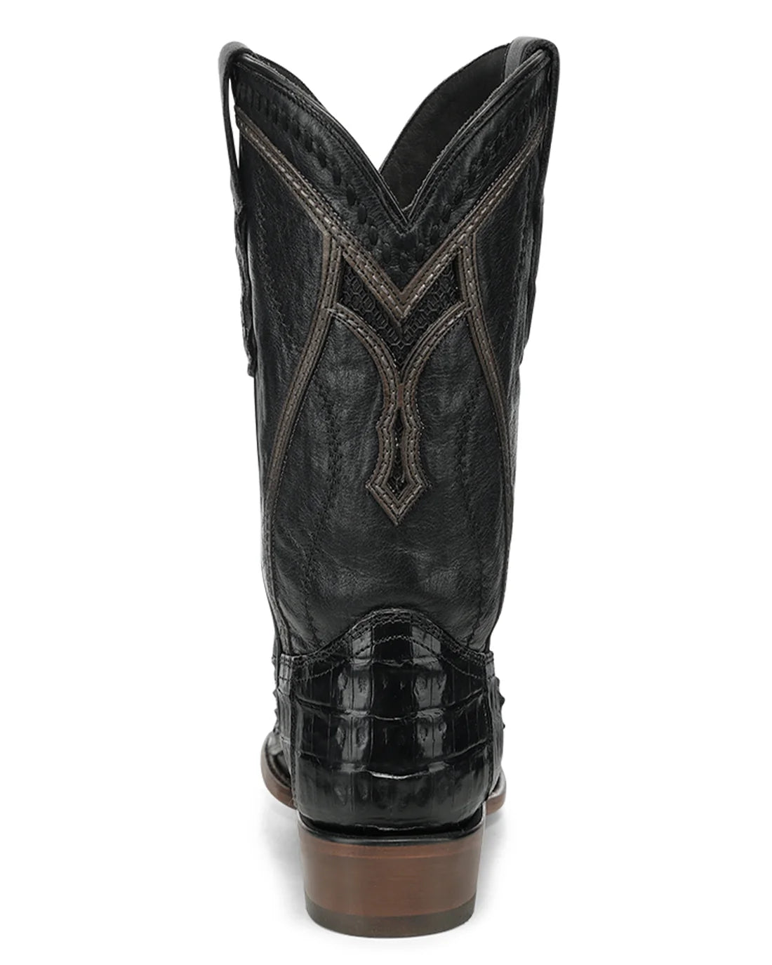 Corral Men's Black Caiman Inlay & Embroidery Narrow Square Toe Boot A5107