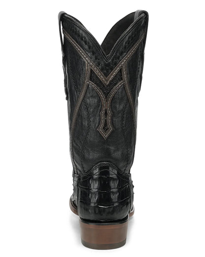 Corral Men's Black Caiman Inlay & Embroidery Narrow Square Toe Boot A5107