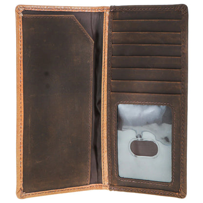 HOOEY "GAMBLER" TAN PLAYING CARD EMBOSSED RODEO WALLET