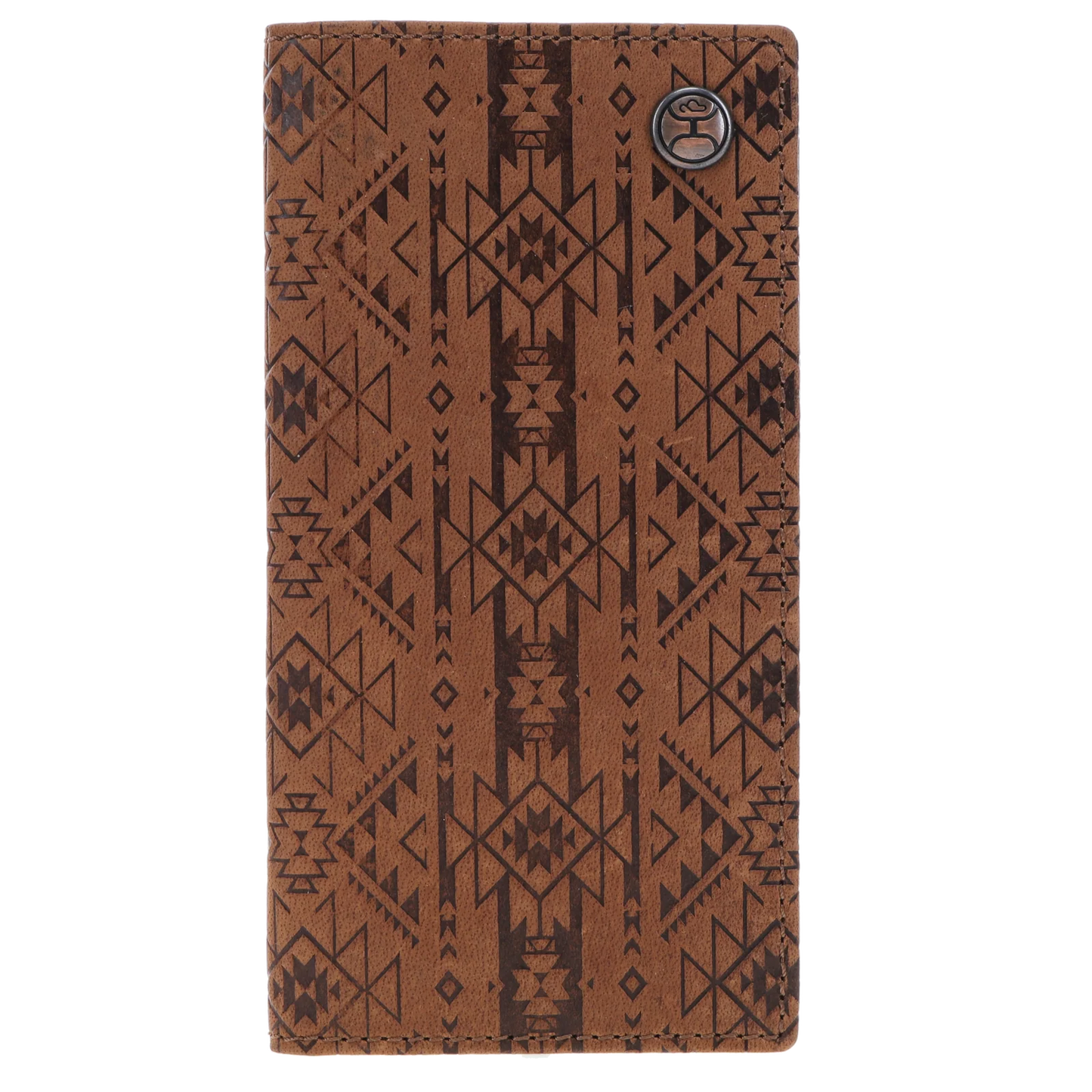 HOOEY "MONTEREY" RODEO WALLET BROWN W/ AZTEC EMBOSSED PRINT