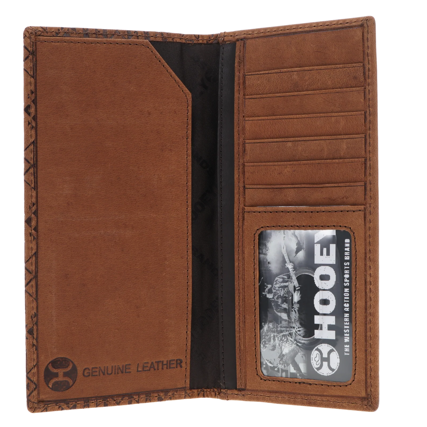 HOOEY "MONTEREY" RODEO WALLET BROWN W/ AZTEC EMBOSSED PRINT