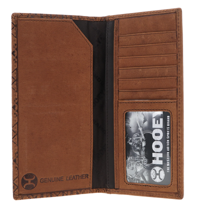 HOOEY "MONTEREY" RODEO WALLET BROWN W/ AZTEC EMBOSSED PRINT
