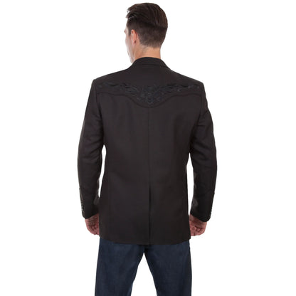 Scully Men's Floral Tonal Black Buttoned Blazer P-733-BLK