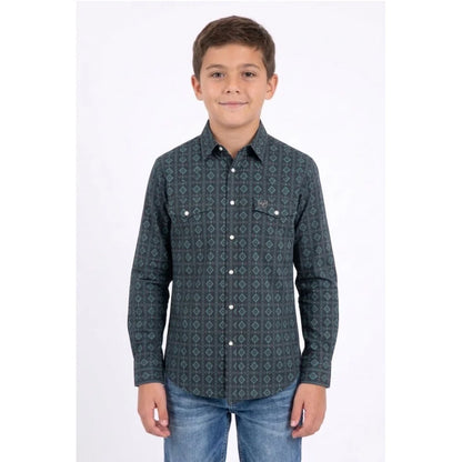 Platini Kid's Western Ls Black Shirt WPK11348