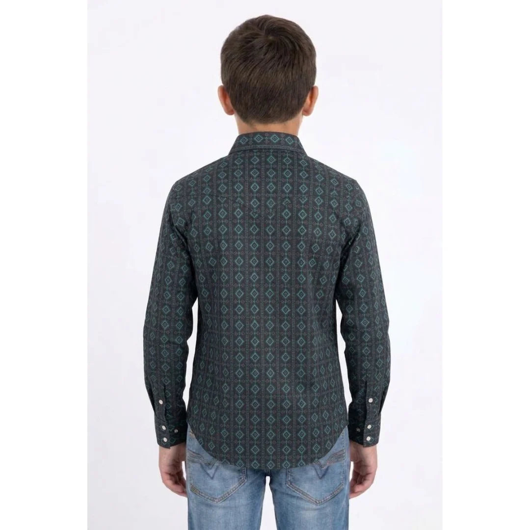 Platini Kid's Western Ls Black Shirt WPK11348