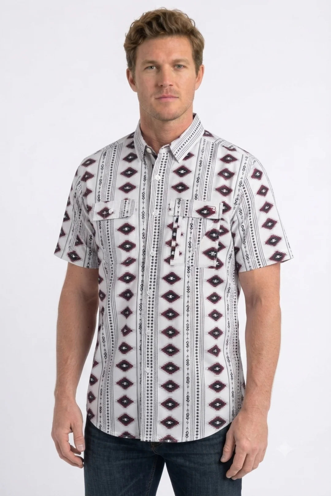 Platini Men’s Diamond Tribal Print Performance Shirt PGS11554