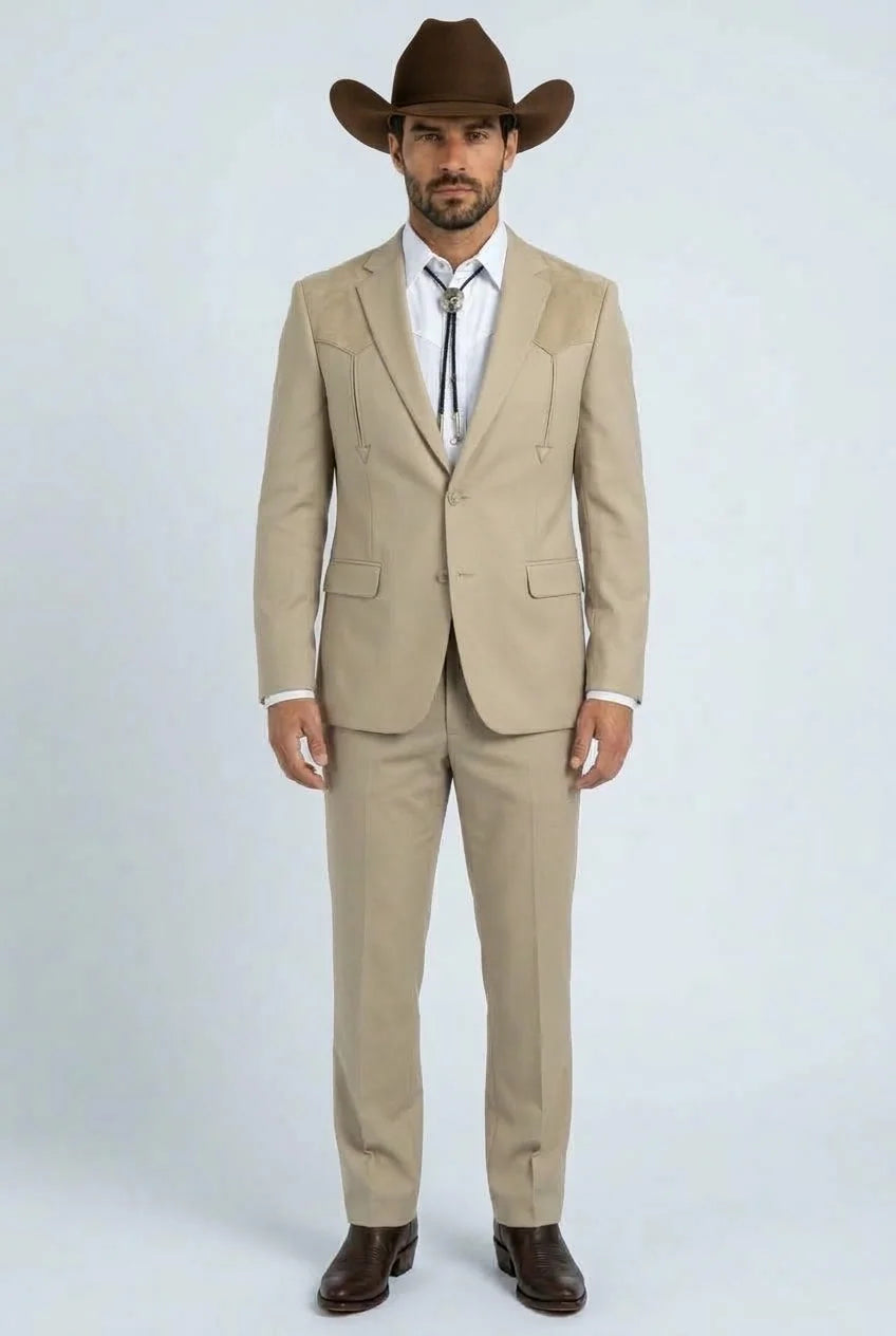 Platini Mens Winstead Tonal Yoke Khaki Suit WST11477