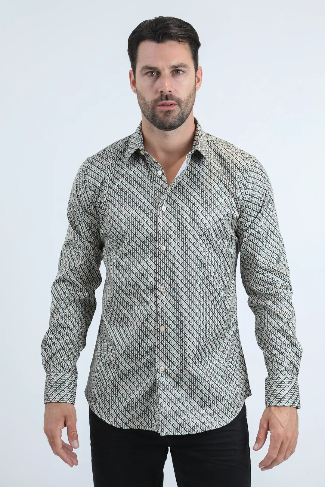 Platini Mens Executive Stripe Foil Ls Shirt FPL10949