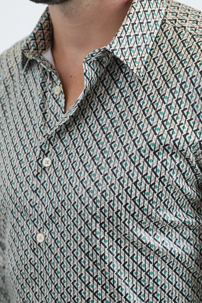 Platini Mens Executive Stripe Foil Ls Shirt FPL10949