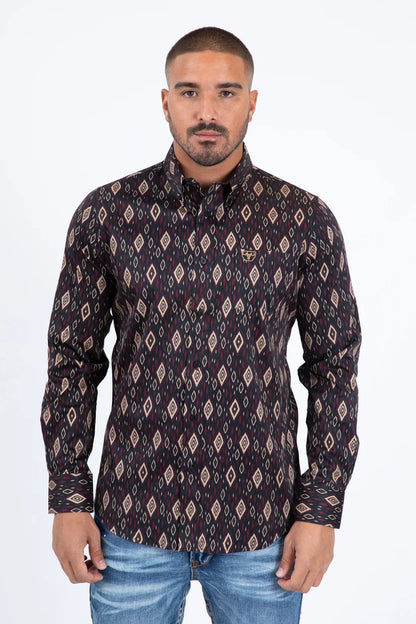 Platini Mens Diamond Ethnic Long Sleeve Shirt CWL11334