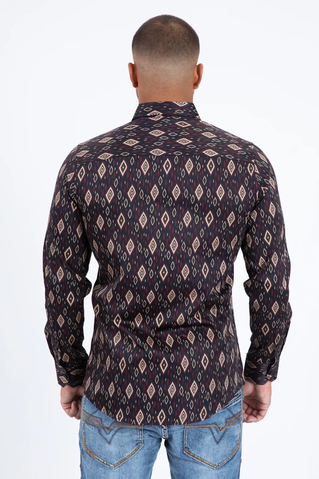 Platini Mens Diamond Ethnic Long Sleeve Shirt CWL11334