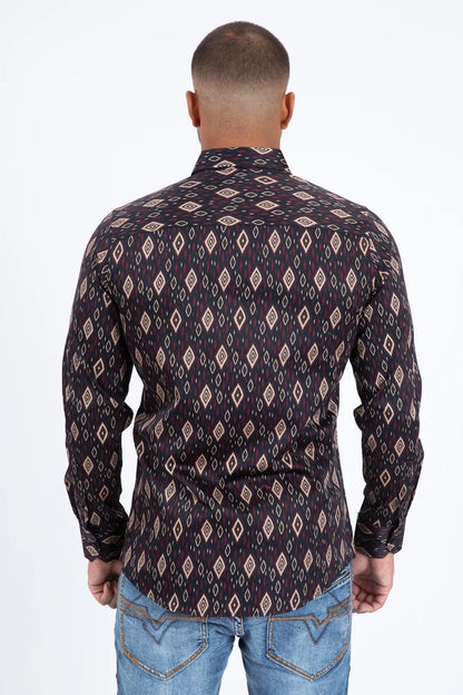 Platini Mens Diamond Ethnic Long Sleeve Shirt CWL11334