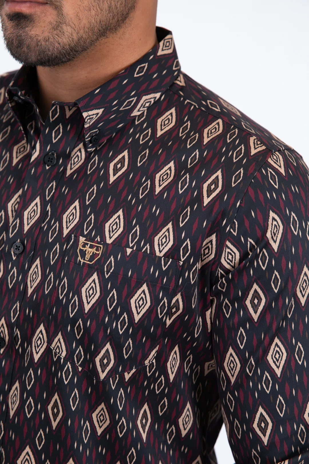 Platini Mens Diamond Ethnic Long Sleeve Shirt CWL11334