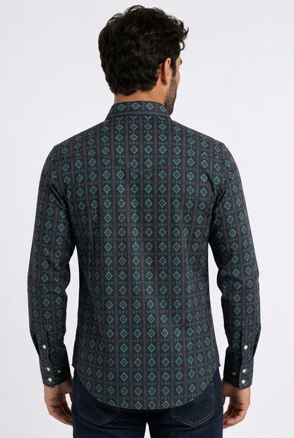 Platini Mens Aztec Stripe Western Ls Shirt WPL11348
