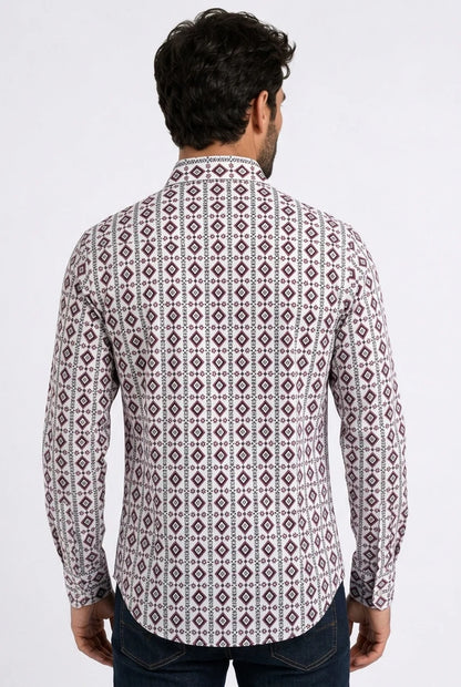 Platini Mens Aztec Stripe Western Ls Shirt WPL11349