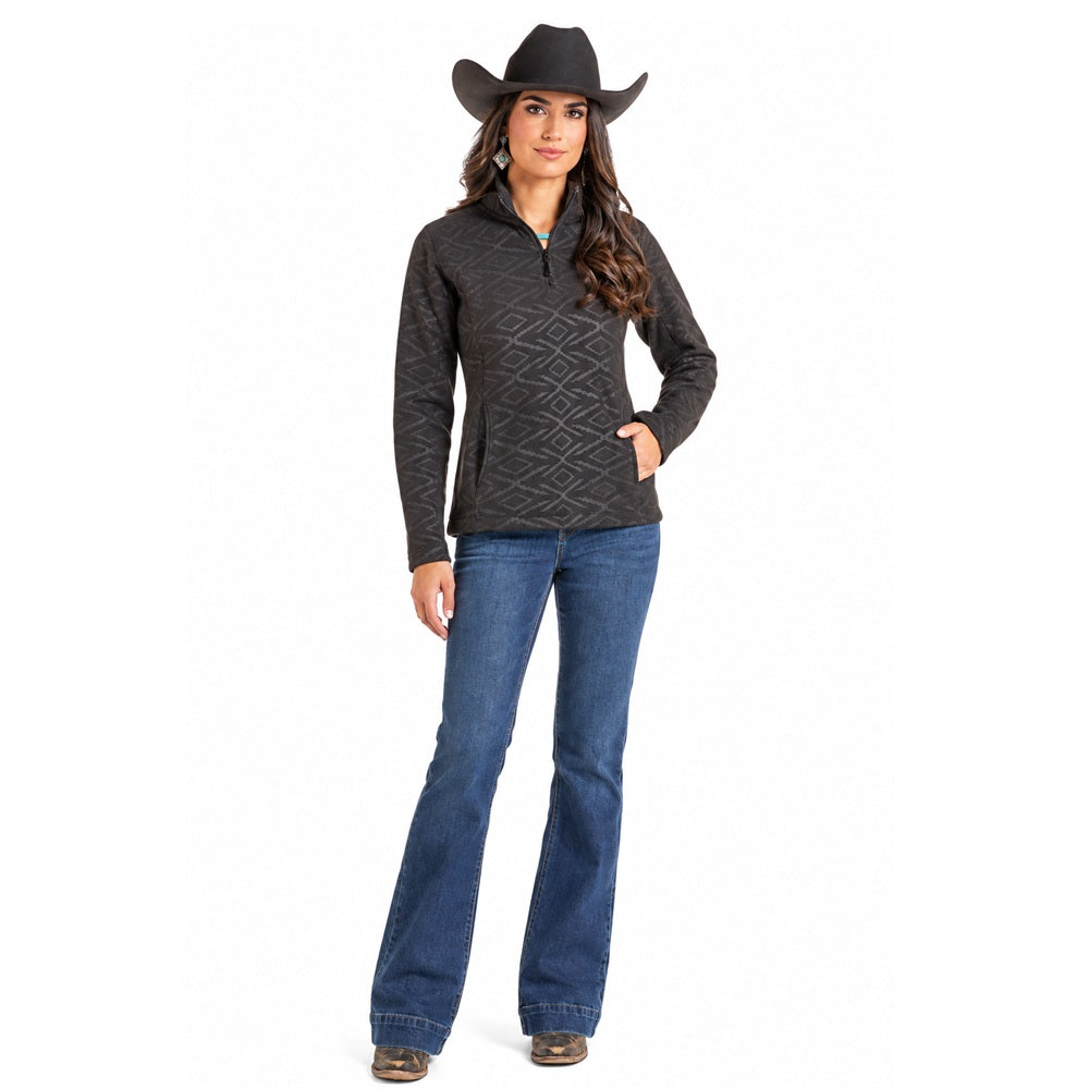 Panhandle Women’s Black Aztec Quarter-Zip Pullover DW91C09252
