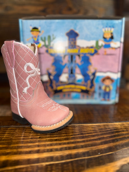 Tanner Mark Baby Girl Hailey Pink W/Bow Embroidery Zipper Boots TMI205475