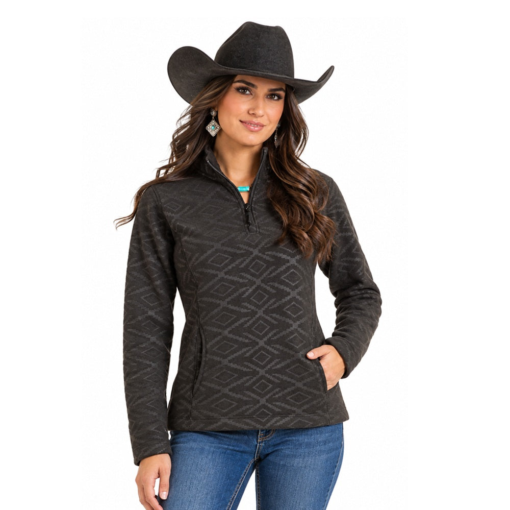 Panhandle Women’s Black Aztec Quarter-Zip Pullover DW91C09252