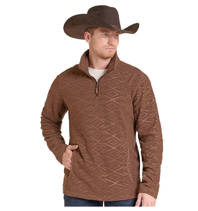 Panhandle Men’s Brown Embossed Fleece pullover DM91C09251