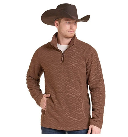 Panhandle Men’s Brown Embossed Fleece pullover DM91C09251