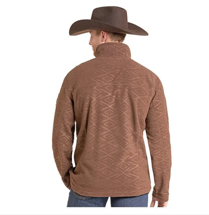 Panhandle Men’s Brown Embossed Fleece pullover DM91C09251