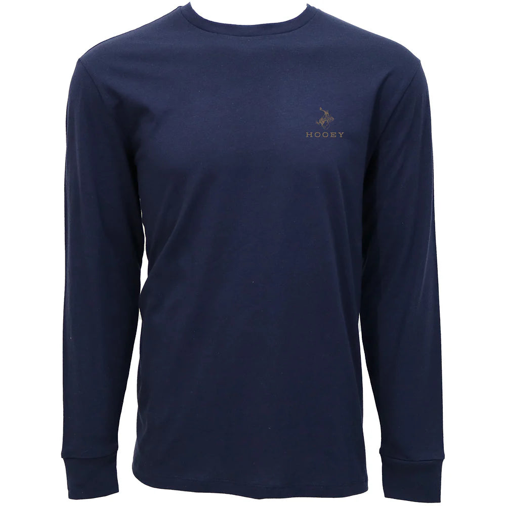 HOOEY "HOOEY ROCKS" LONG SLEEVE T-SHIRT NAVY W/BROWN & WHITE LOGO