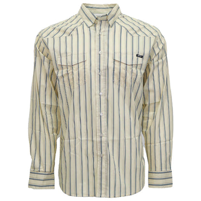 HOOEY "MAVERICK" LONG SLEEVE BUTTON UP SHIRT WHITE W/PIN STRIPES