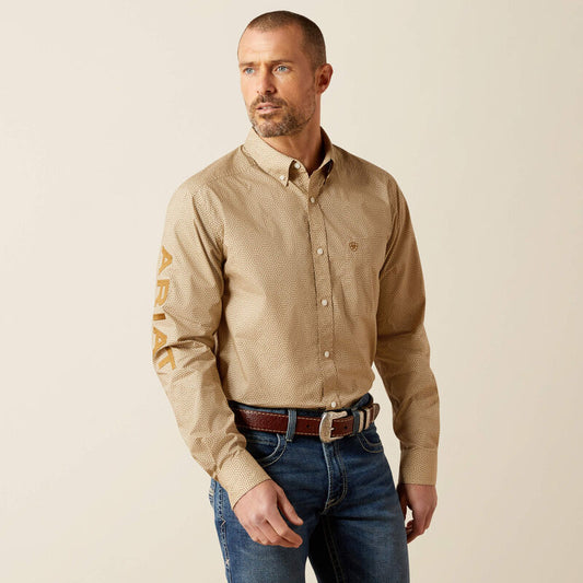 ARIAT Ariat Men's Khaki/Light Brown Team Penn Fitted Shirt