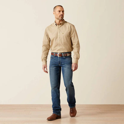 ARIAT Ariat Men's Khaki/Light Brown Team Penn Fitted Shirt
