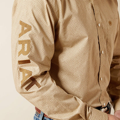 ARIAT Ariat Men's Khaki/Light Brown Team Penn Fitted Shirt